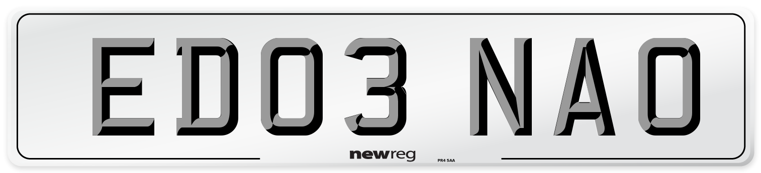 ED03 NAO Number Plate from New Reg